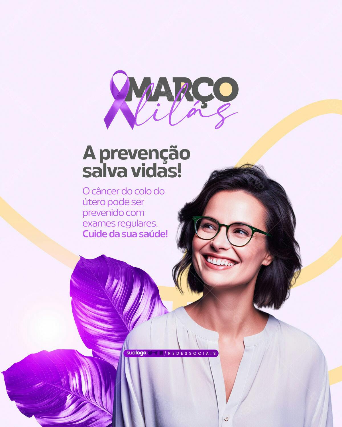 Post para o Março Lilás PSD Editável