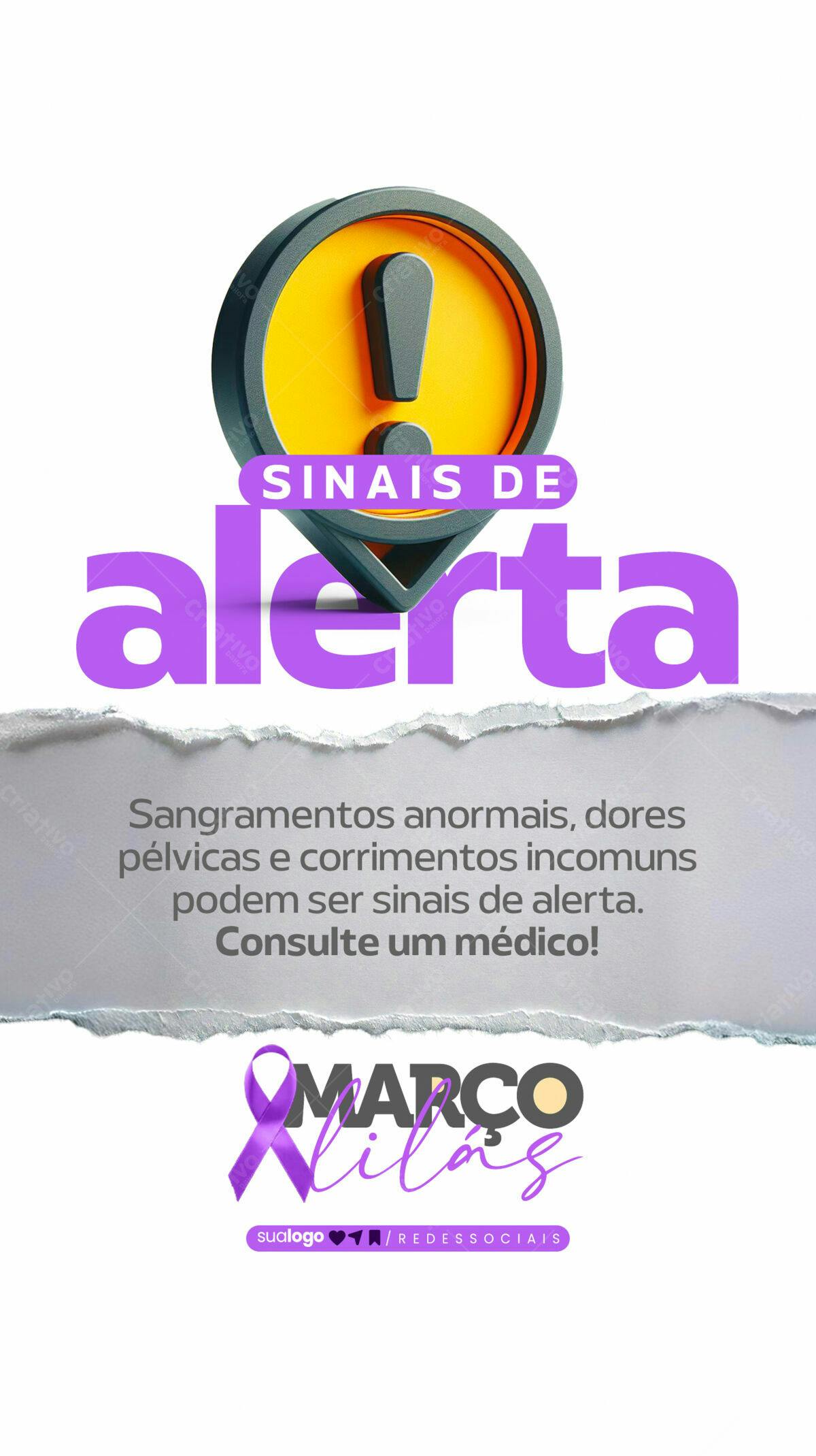 Flyer Março Lilás PSD Editável