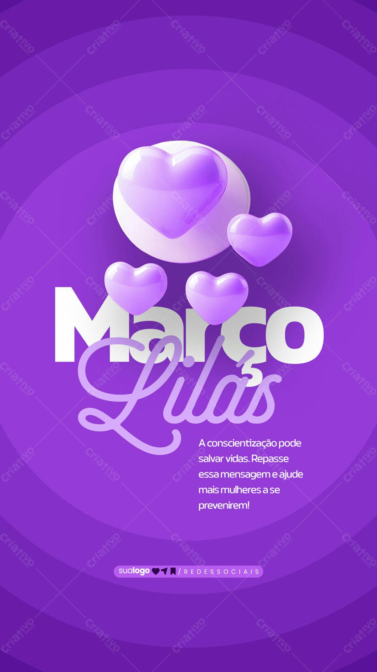 Flyer para Conscientização Março Lilás PSD Editável
