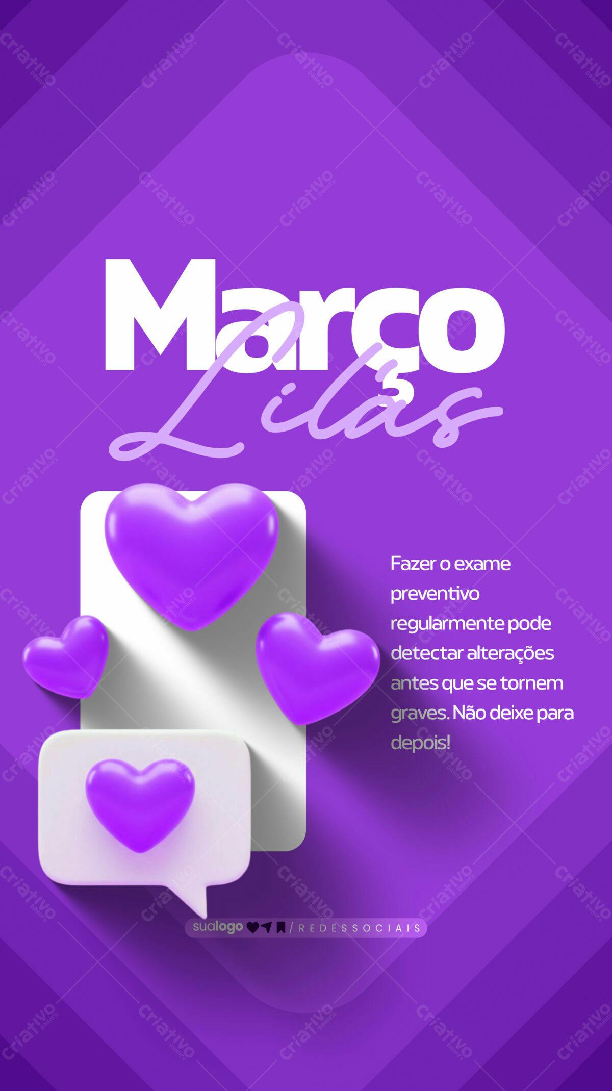 Post para Campanha de Março Lilás PSD Editável