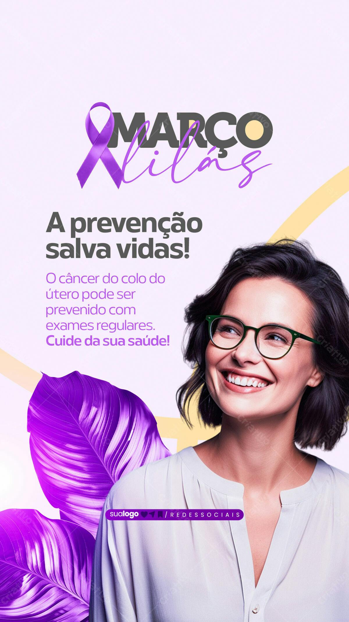 Post para o Março Lilás PSD Editável