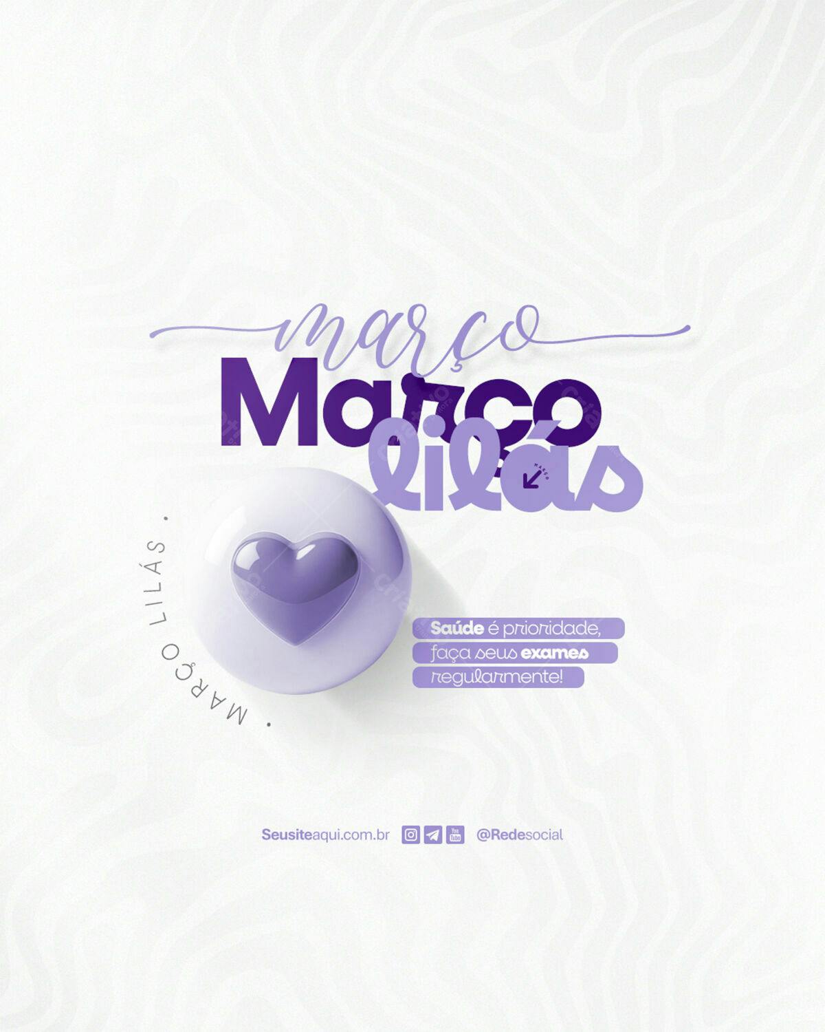 Post para Março Lilás PSD Editável
