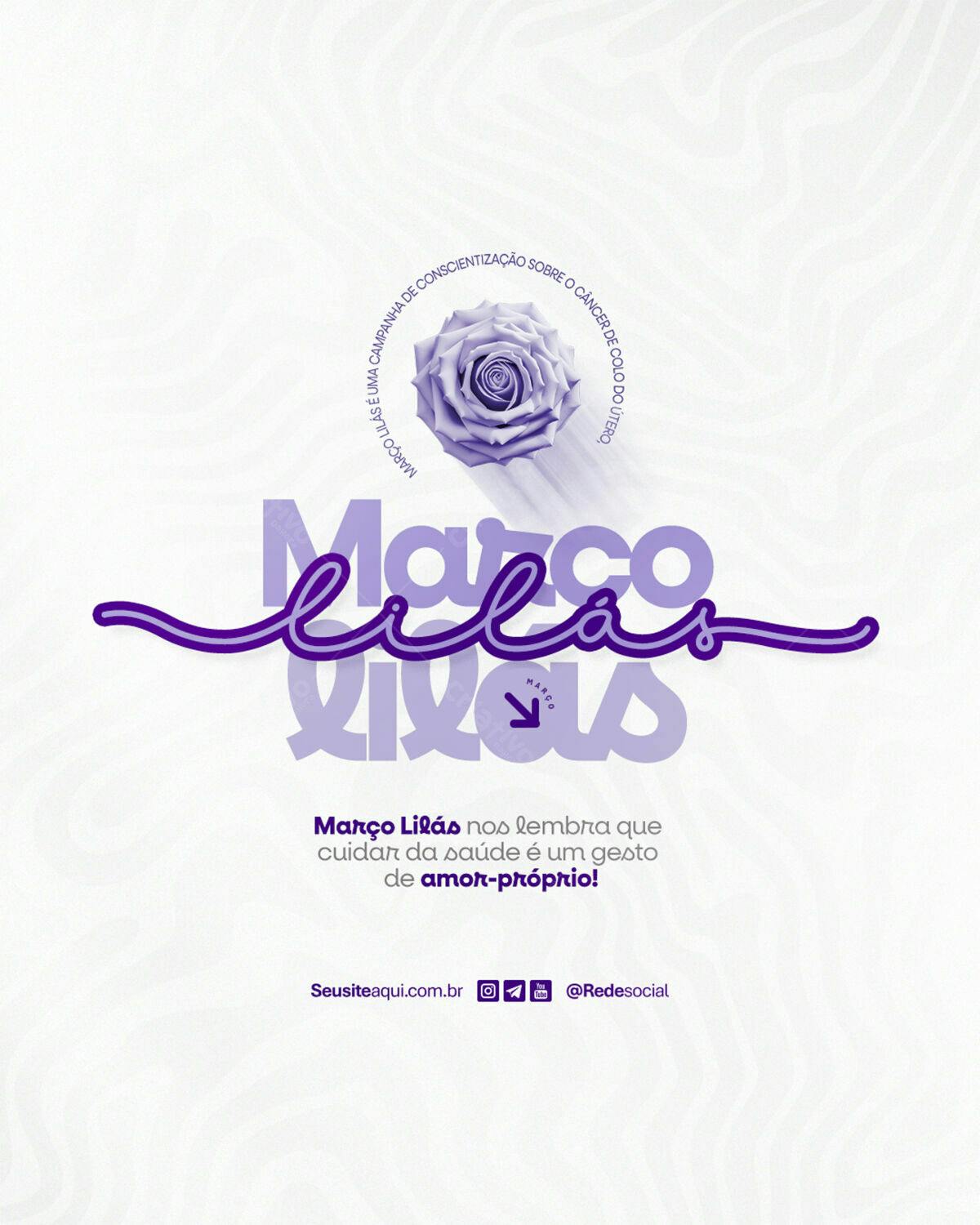 Flyer Março Lilás PSD Editável