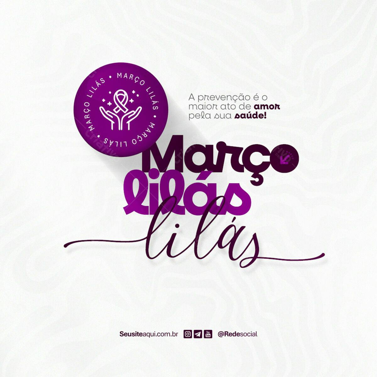 Postagem Março Lilás PSD Editável