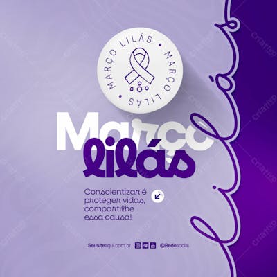 Março Lilás Mês De Conscientização Sobre O Câncer De Colo Do Útero Social Media Psd Editável
