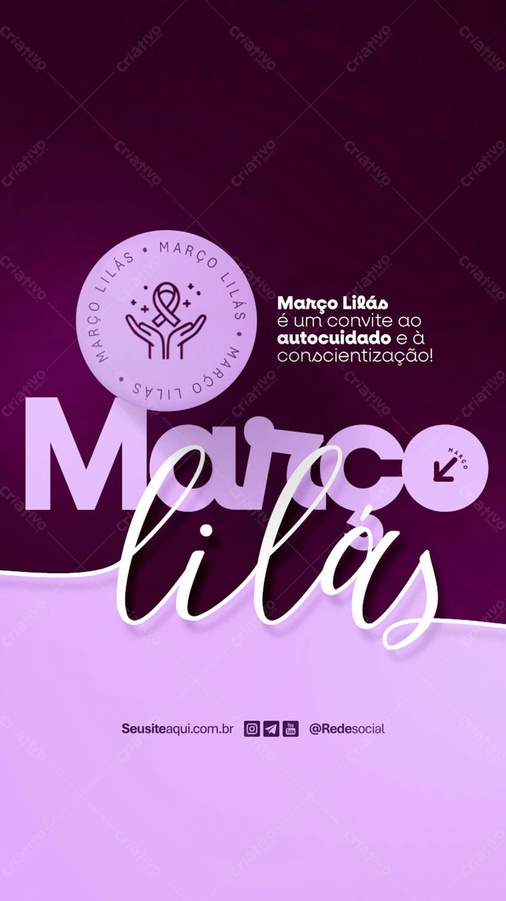 Março Lilás Mês De Conscientização Sobre O Câncer De Colo Do Útero Social Media Psd Editável