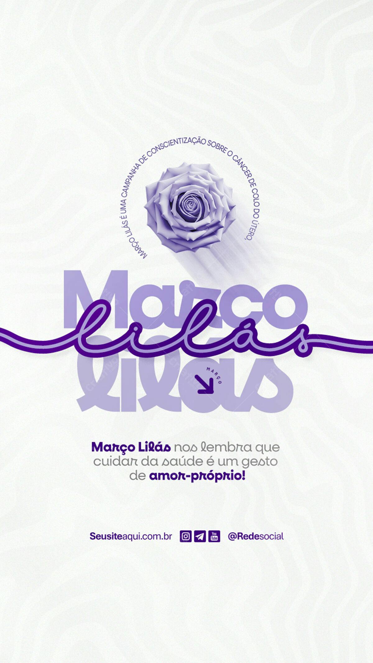 Flyer Março Lilás PSD Editável