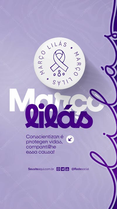 Março Lilás Mês De Conscientização Sobre O Câncer De Colo Do Útero Social Media Psd Editável