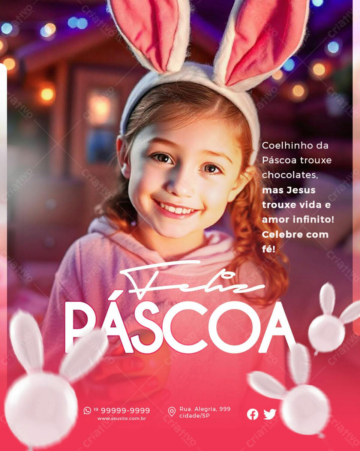 Flyer Feliz Páscoa PSD Editável