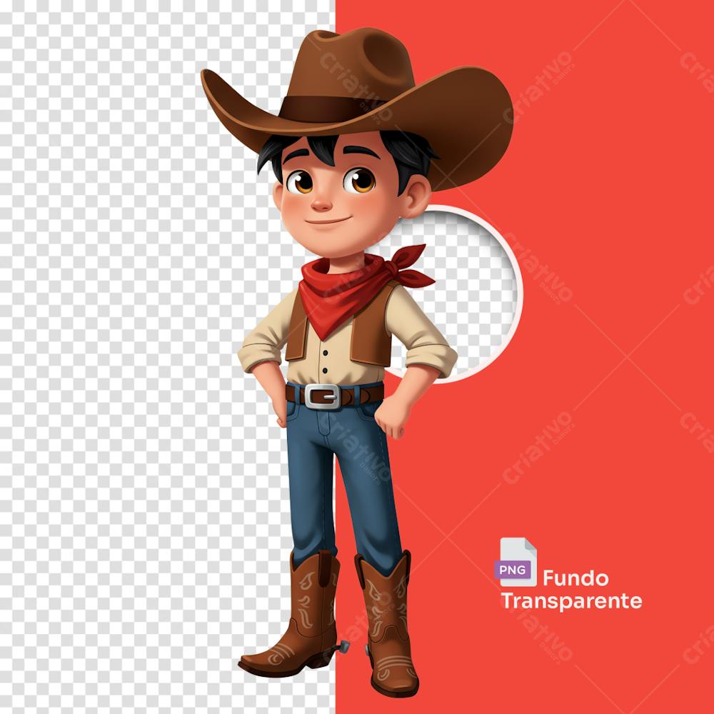 Menino Estiloso Cowboy Estilo Cartoon