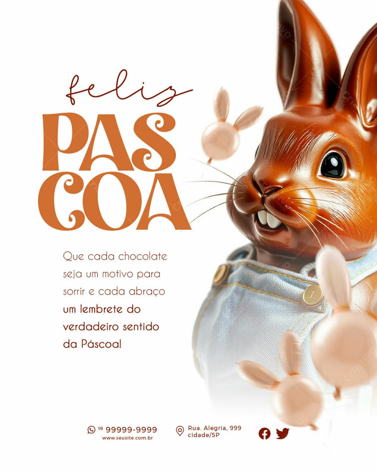 Flyer Páscoa com Coelho PSD Editável
