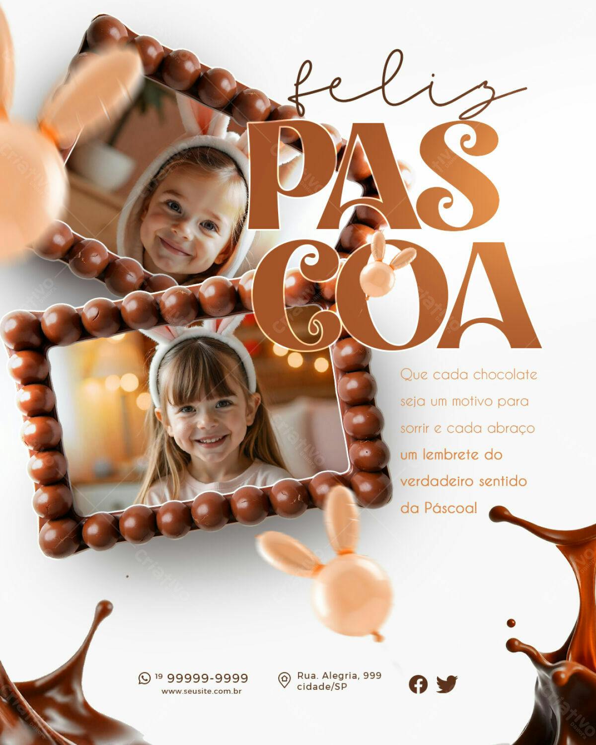 Flyer Feliz Páscoa PSD Editável
