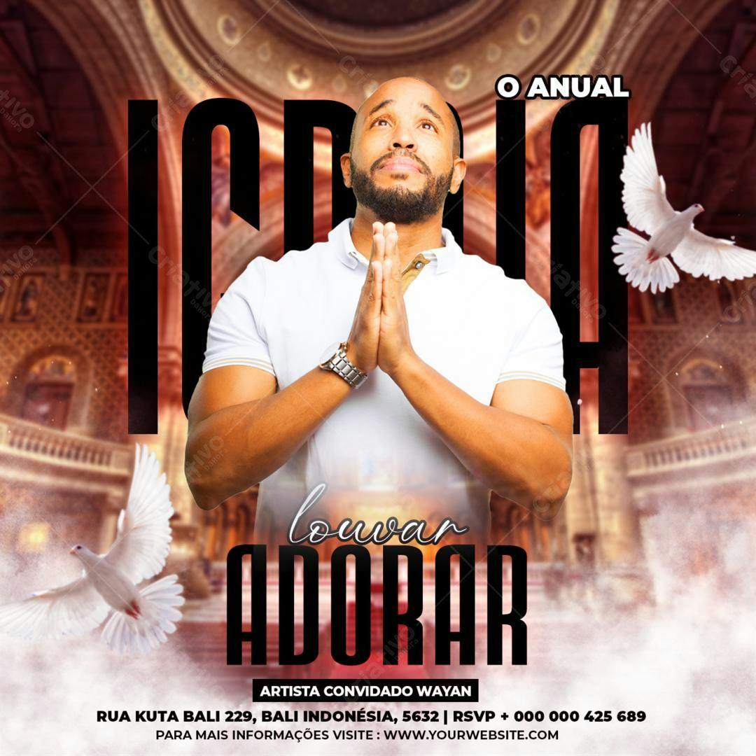 Flyer para Evento de Louvor e Adoração PSD Editável
