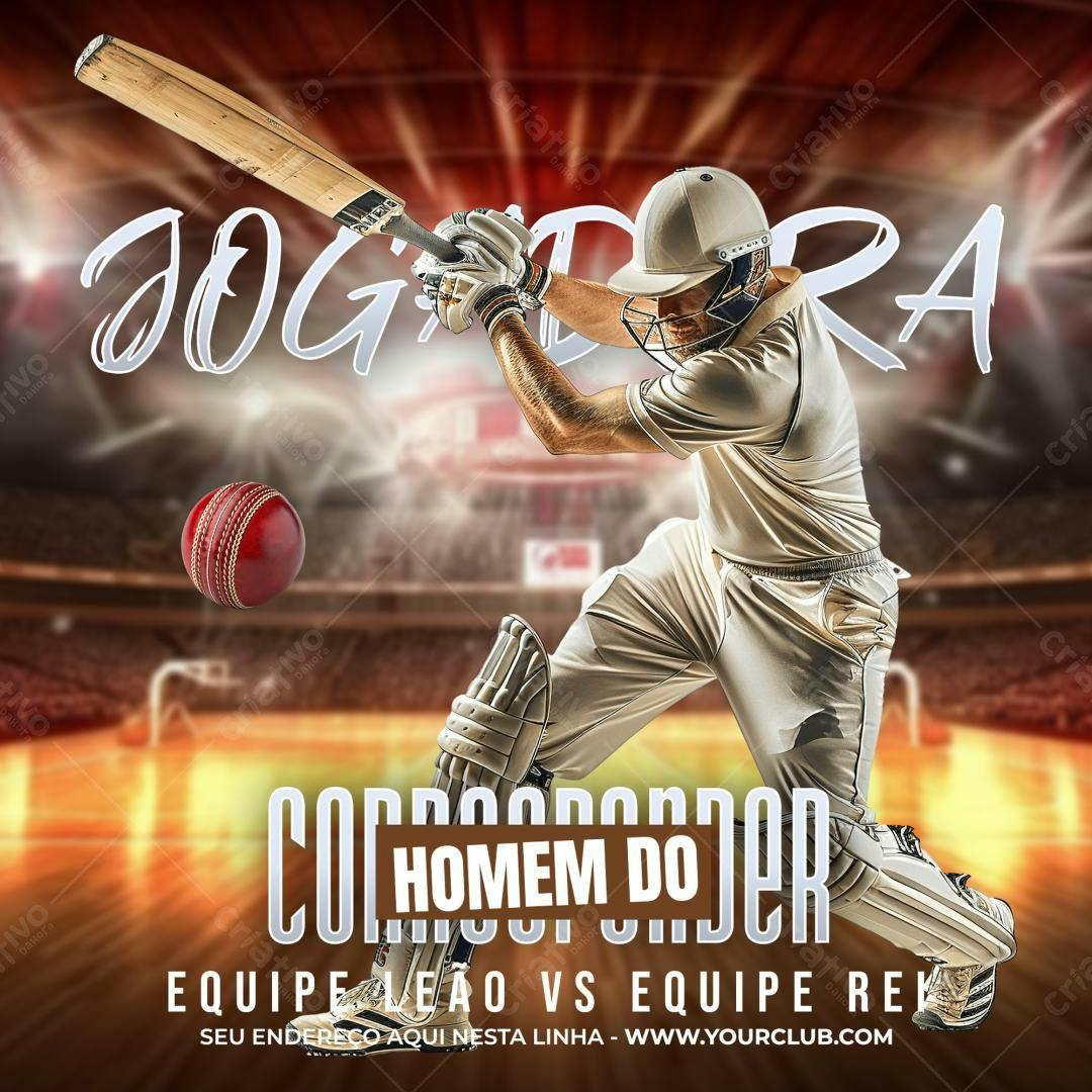 Flyer para Jogo de Críquete PSD Editável