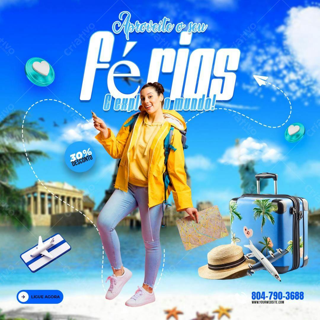 Flyer para Férias PSD Editável
