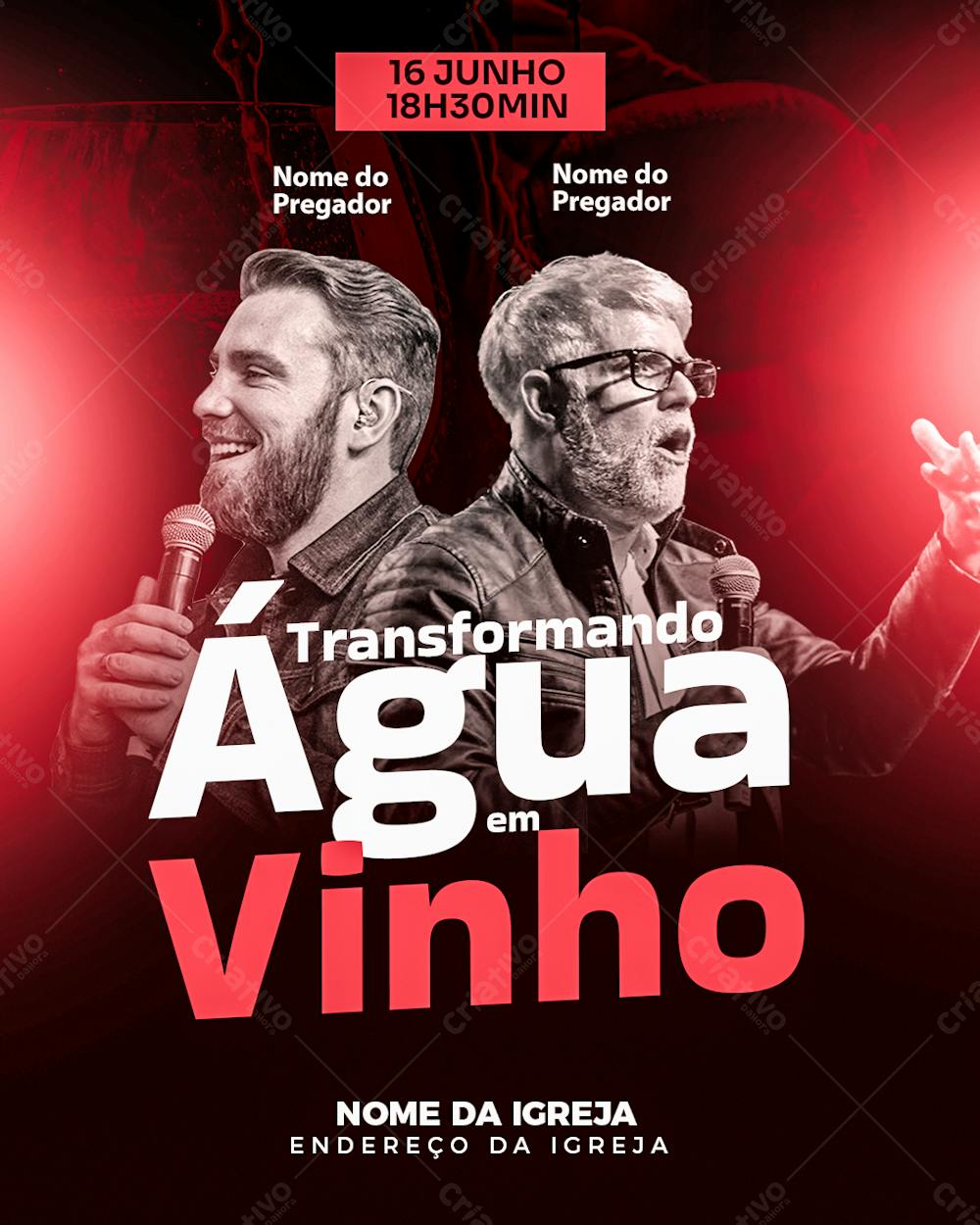 Flyer Gospel De Campanha Transformando A Agua Em Vinho