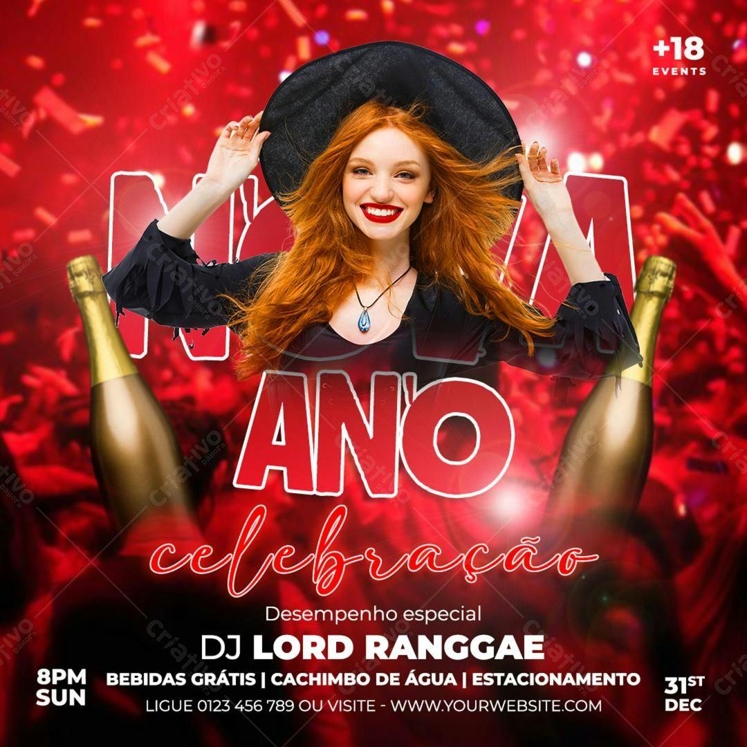 Flyer para Festa de Réveillon PSD Editável