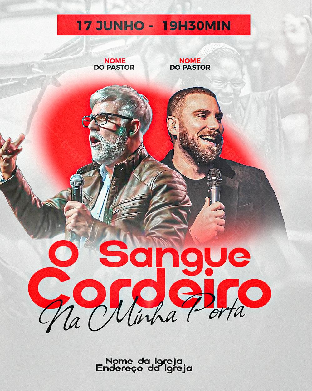 Flyer Culto Ao Ar Livre Tema O Sangue Do Cordeiro