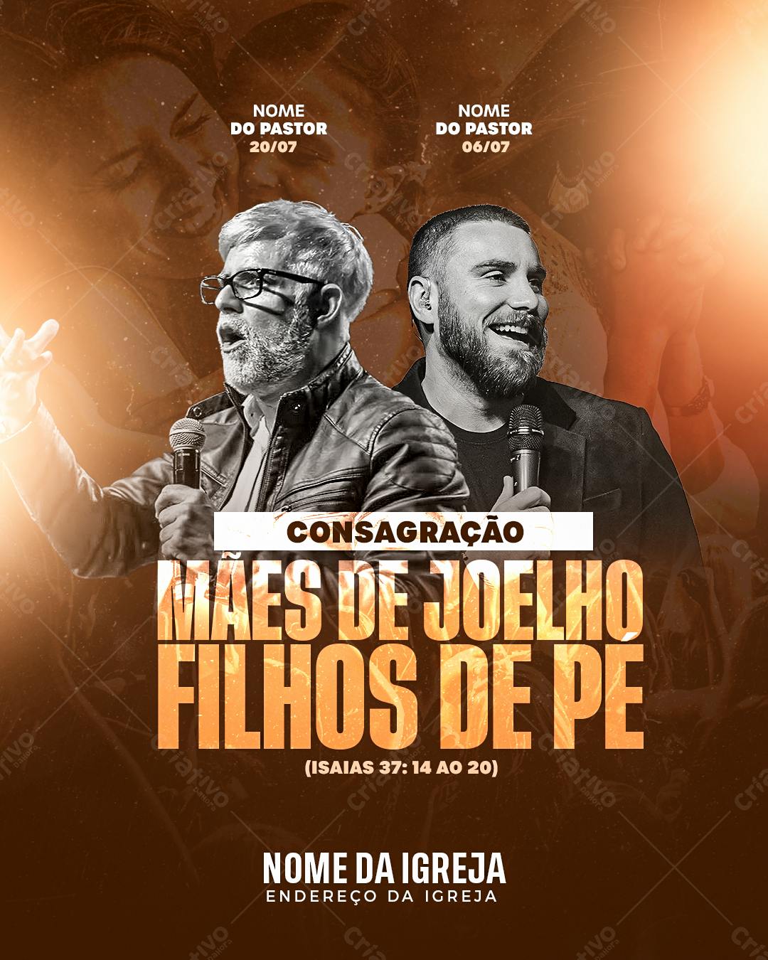 Flyer para Consagração Mães de Joelho Filhos de Pé PSD Editável