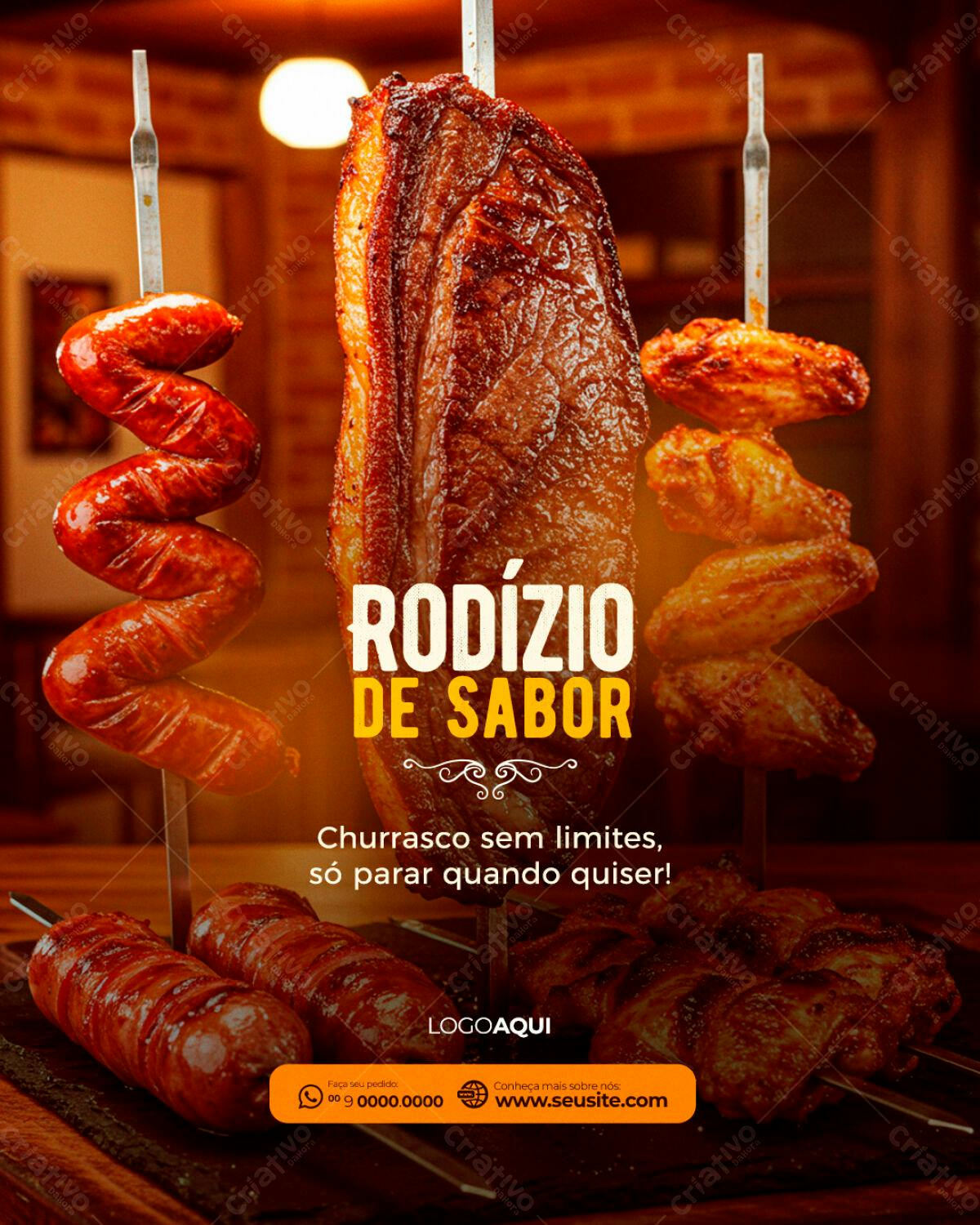 Flyer para Rodízio de Churrasco PSD Editável
