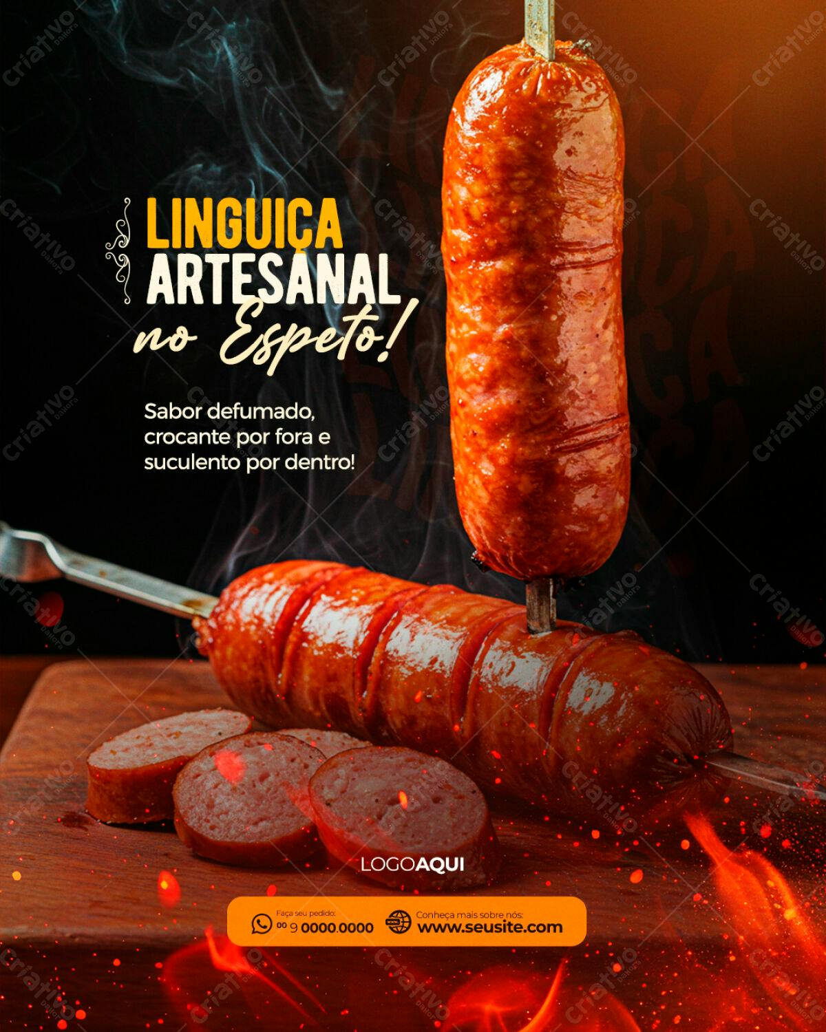 Flyer para Churrasco de Linguiça Artesanal PSD Editável