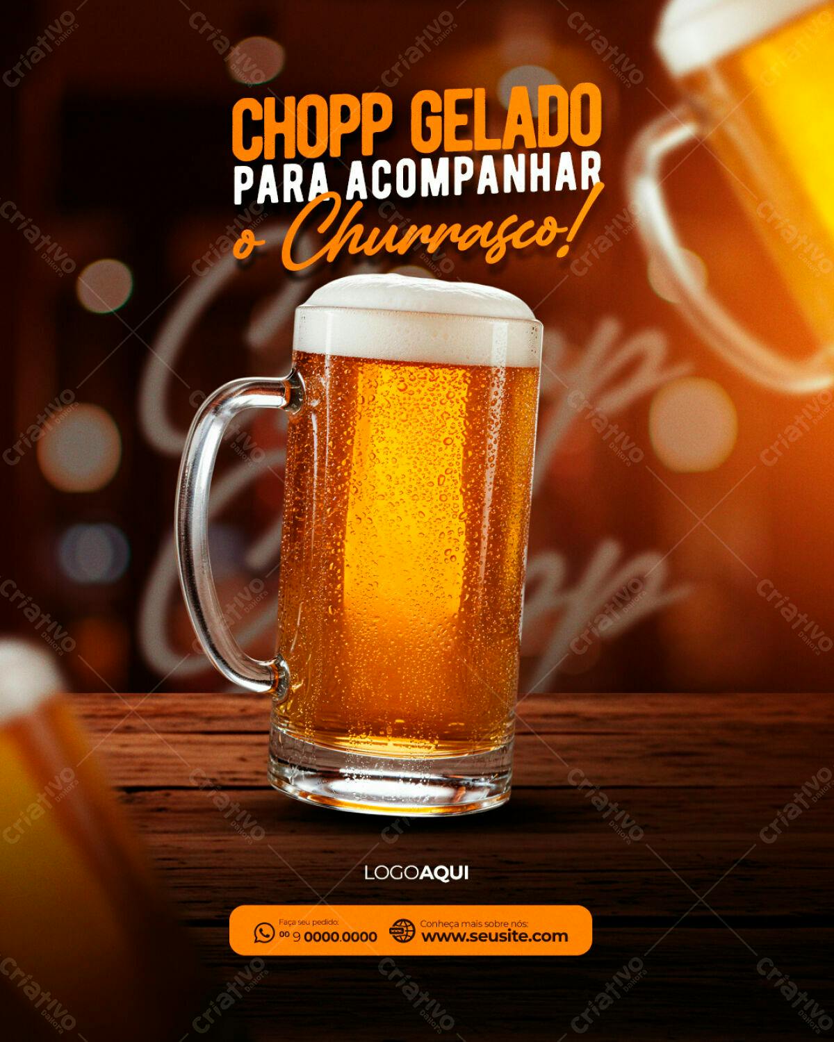Flyer para Churrasco com Chopp Gelado PSD Editável