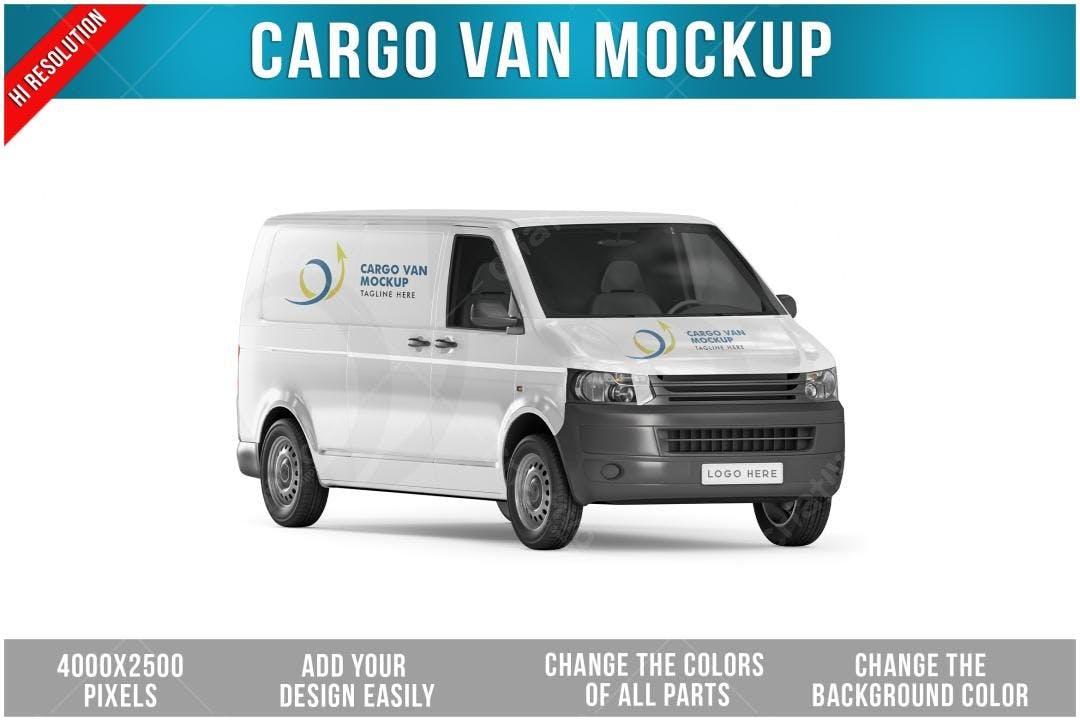 Mockup Realista de Van de Carga Branca