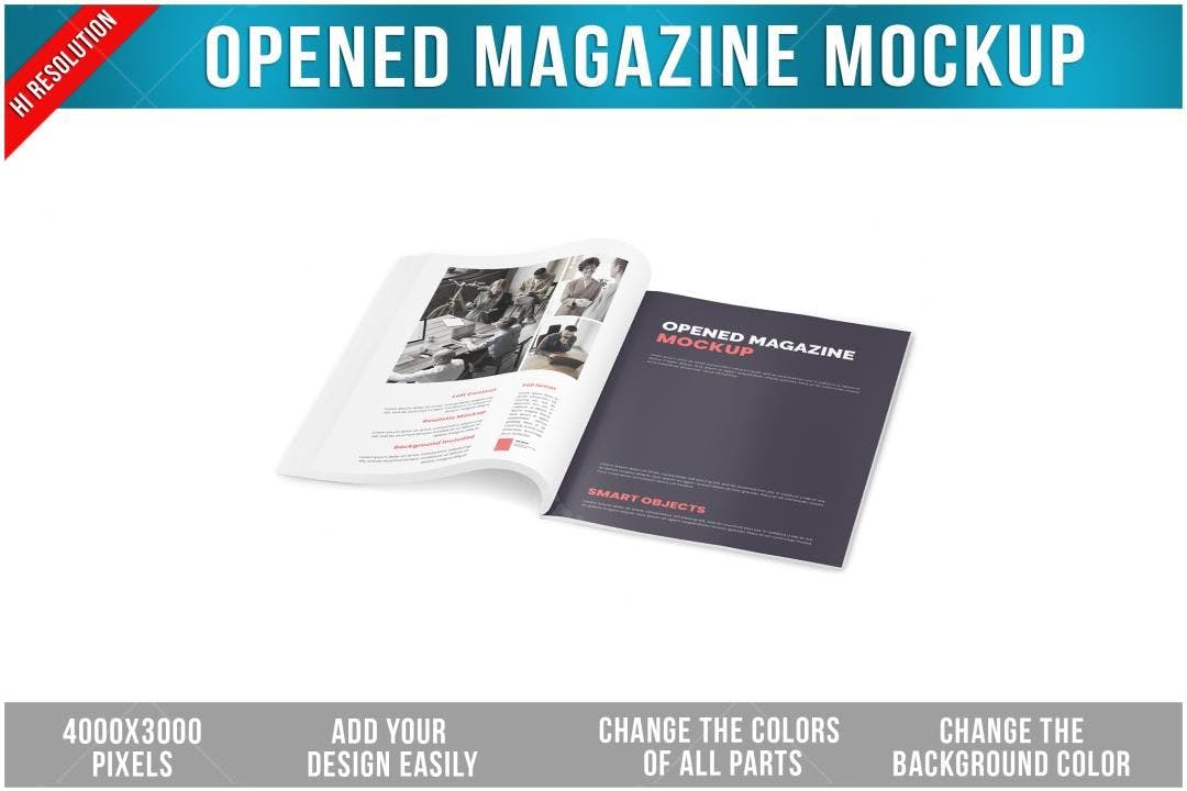 Mockup Revista Aberta: Design Moderno em Tons Cinza e Branco