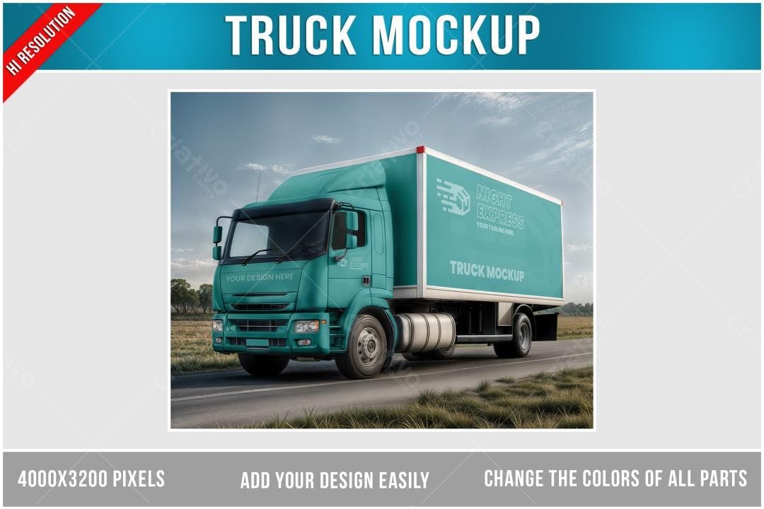 Mockup de Caminhão Realista: Transporte e Logística