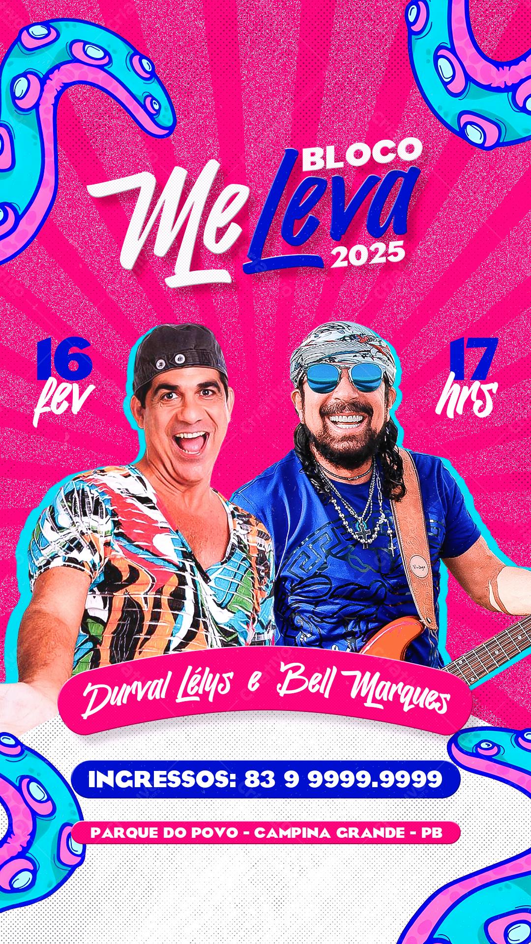 Flyer Bloco Me Leva 2025 PSD Editável