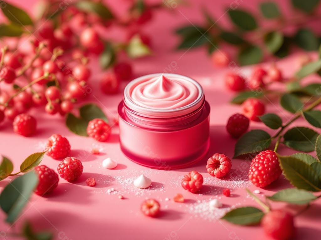 Creme facial com framboesas