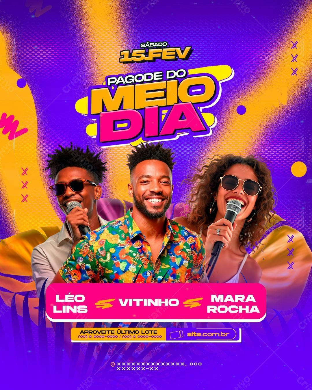 Flyer Pagode do Meio Dia 15 Fev PSD Editável