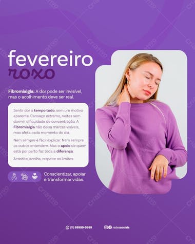 Fevereiro Roxo Laranja Social Media Post Design Feed Psd