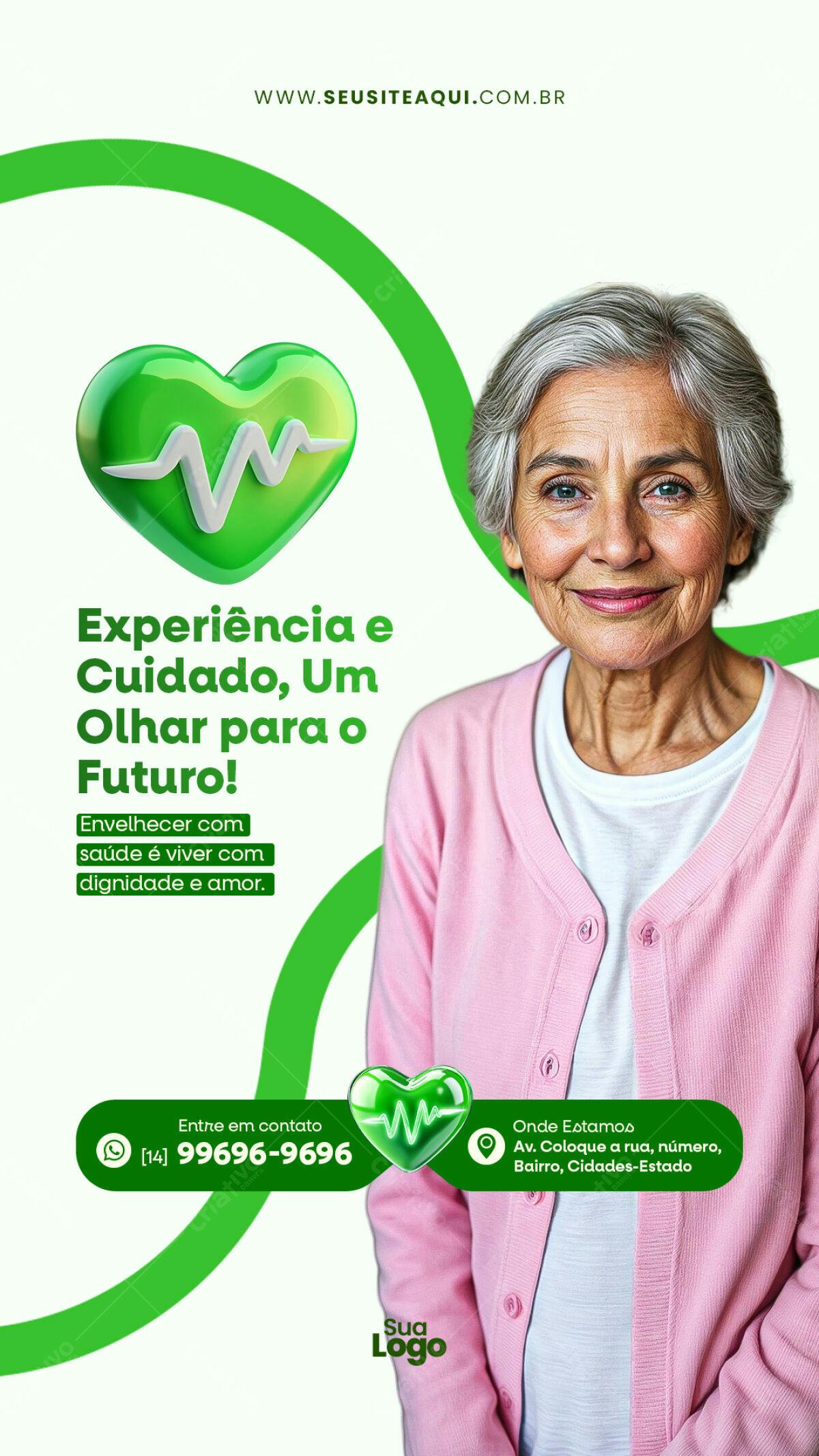 Flyer para Cuidados com Idosos PSD Editável