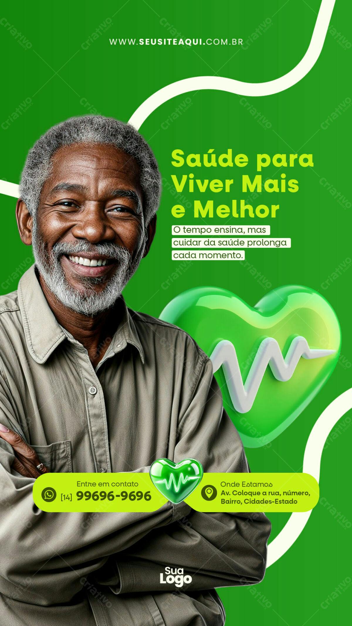 Flyer Saúde para Viver Mais e Melhor PSD Editável