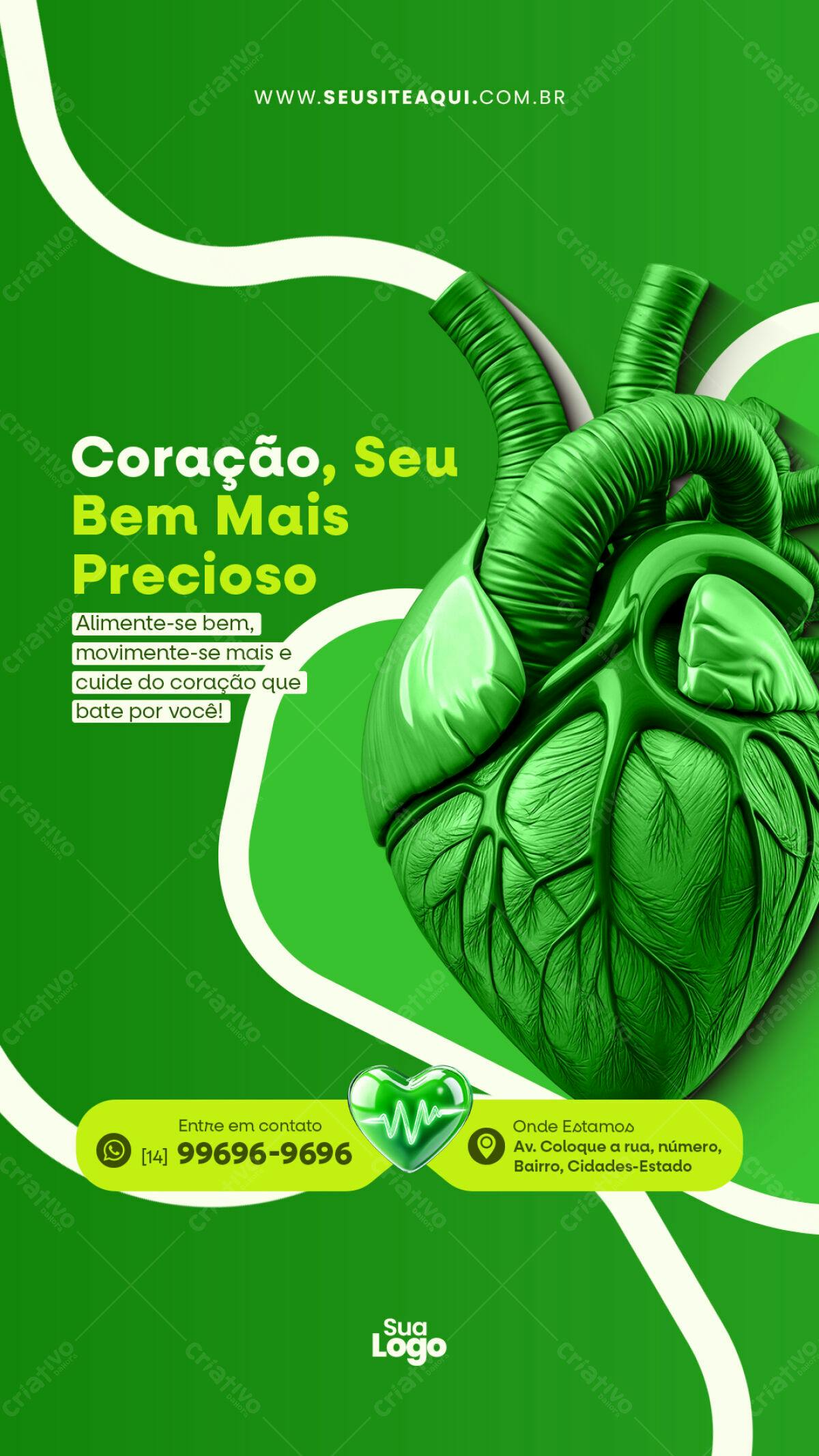 Flyer Saúde do Coração PSD Editável