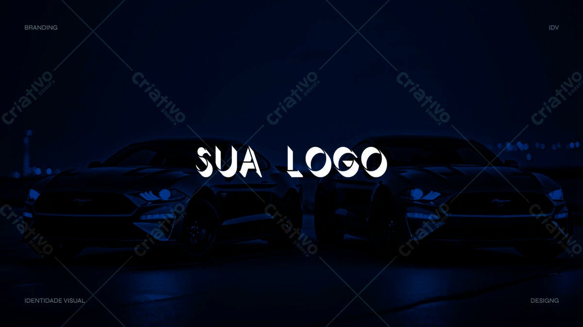 Mockup PSD para Logotipo de Carro Noturno Editável