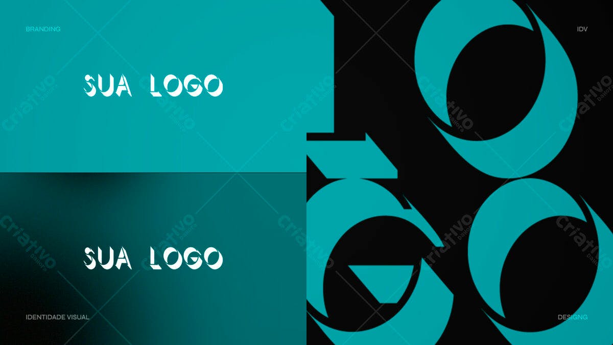 Modelo de Logotipo Abstrato em Azul-Turquesa e Preto PSD Editável