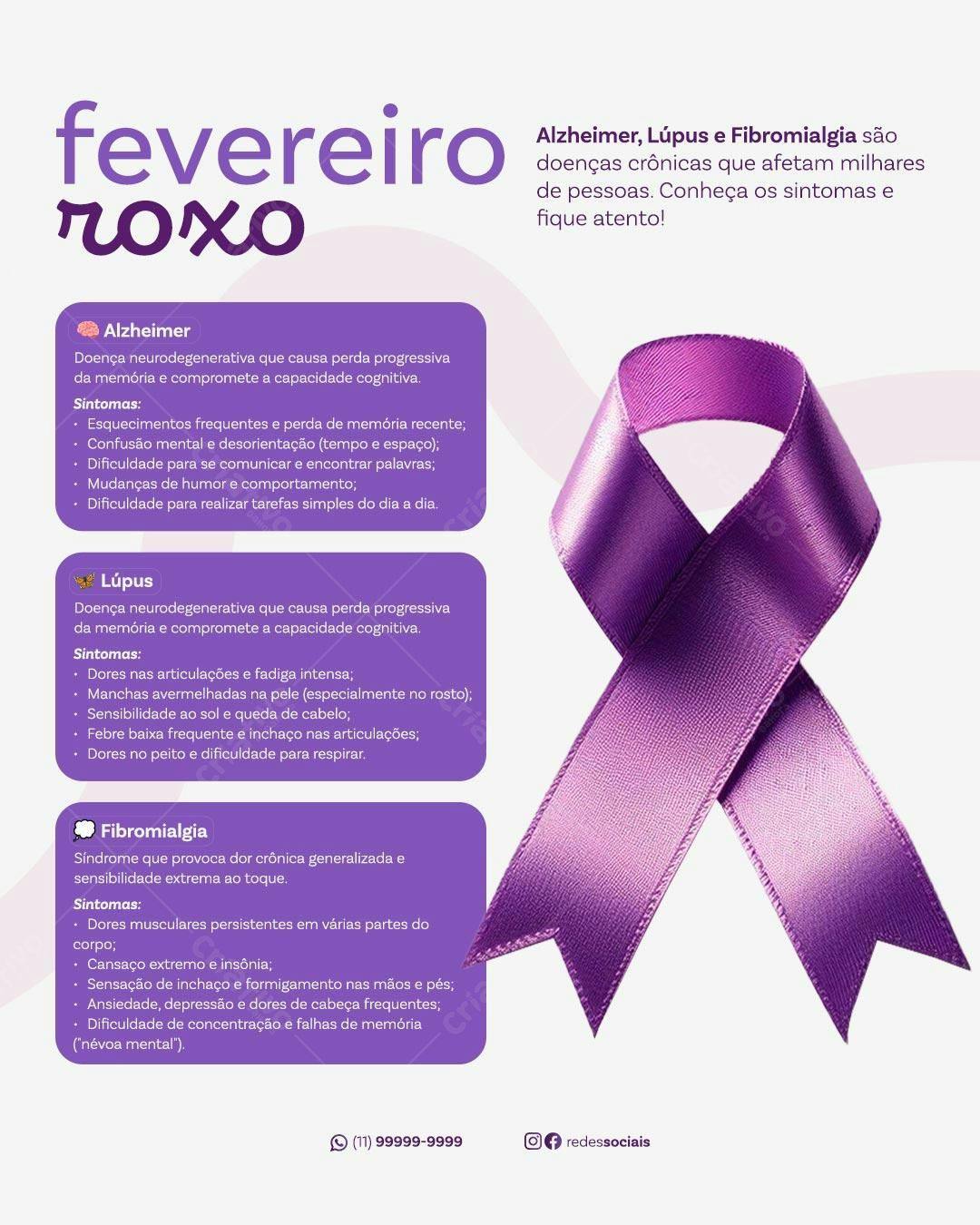 Flyer Fevereiro Roxo PSD Editável