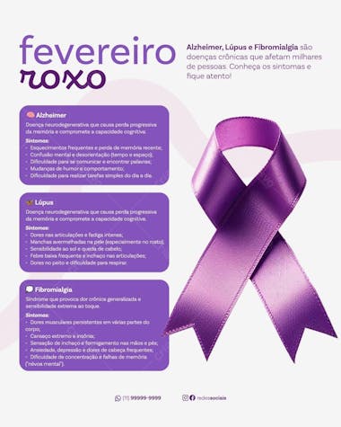 Fevereiro Roxo Laranja Social Media Post Design Feed Psd