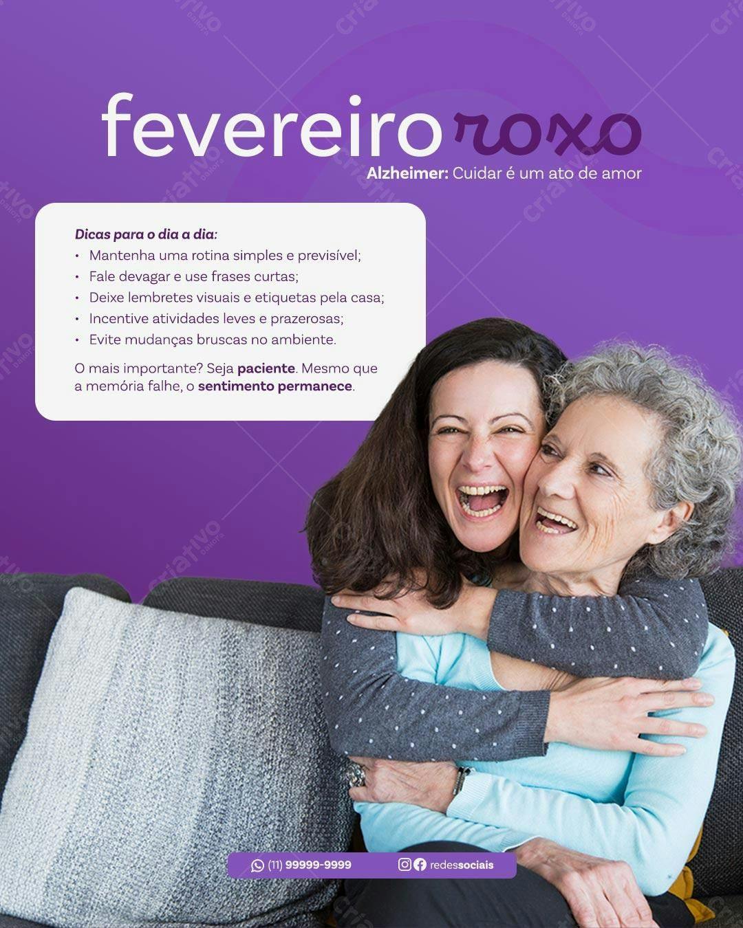 Flyer Fevereiro Roxo PSD Editável