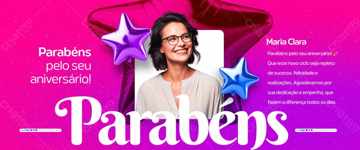 Banner Aniversário Feminino PSD Editável