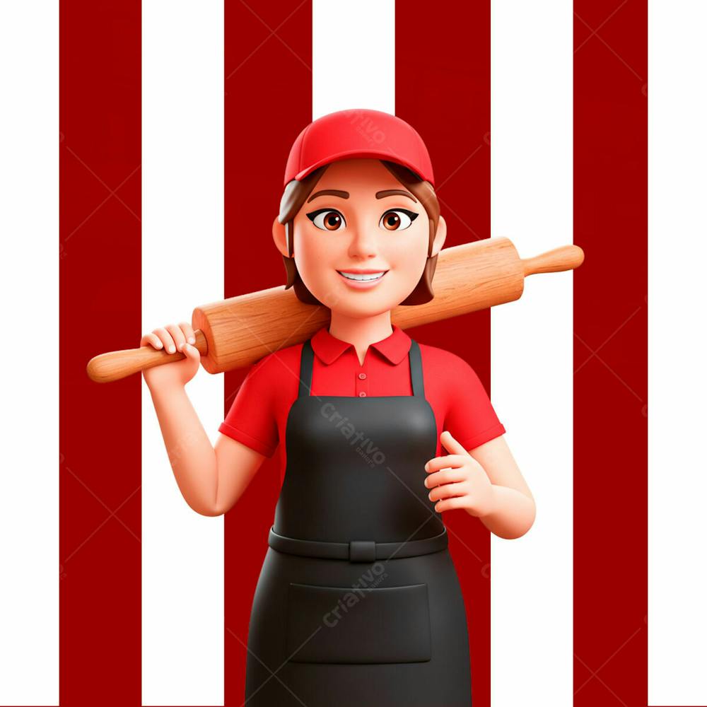 Personagem 3D Pizzaria Psd Editavel 2