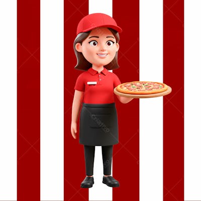 Personagem 3D Pizzaria Psd Editavel 3