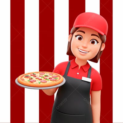 Personagem 3D Pizzaria Psd Editavel 4