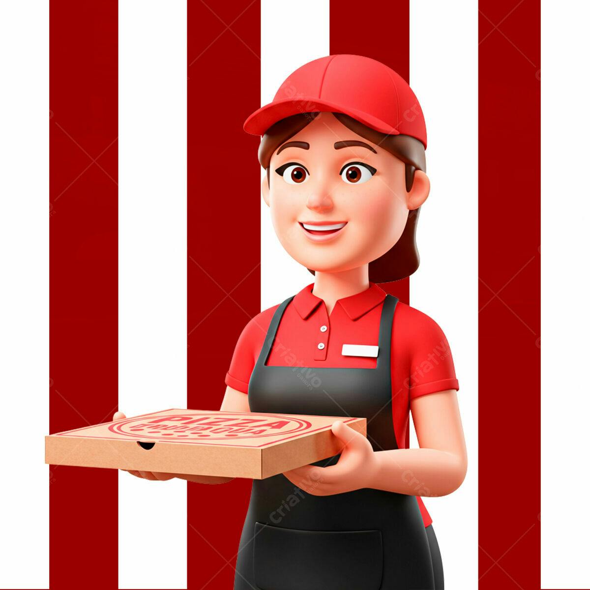 Mockup Pizza Delivery Girl PSD Editável