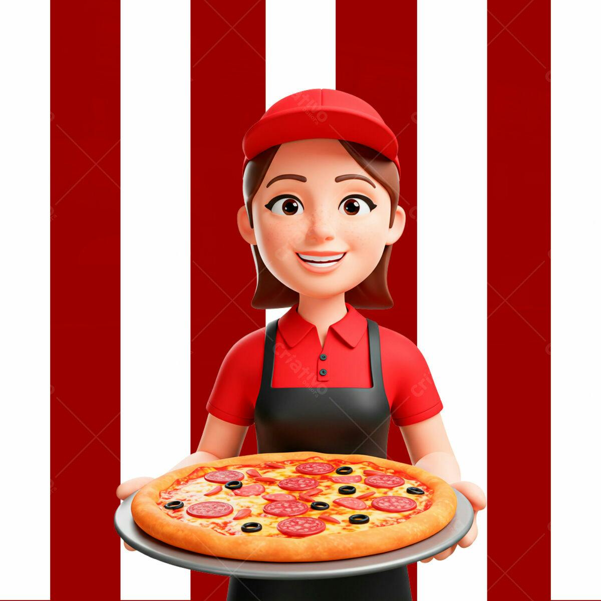 PSD Personagem 3D Pizzaiolo para Cardápio de Pizzaria