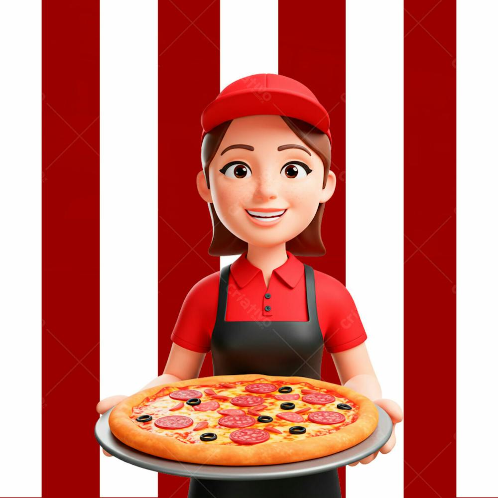 Personagem 3D Pizzaria Psd Editavel