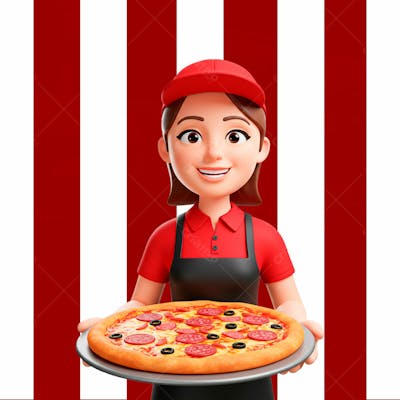 Personagem 3D Pizzaria Psd Editavel