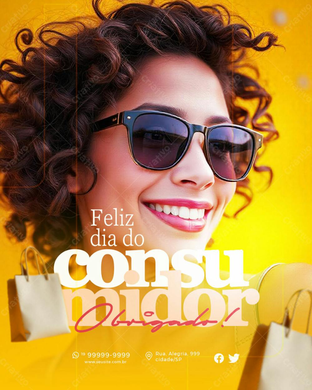 Feliz Dia Do Consumidor Obrigado Amarelo 01
